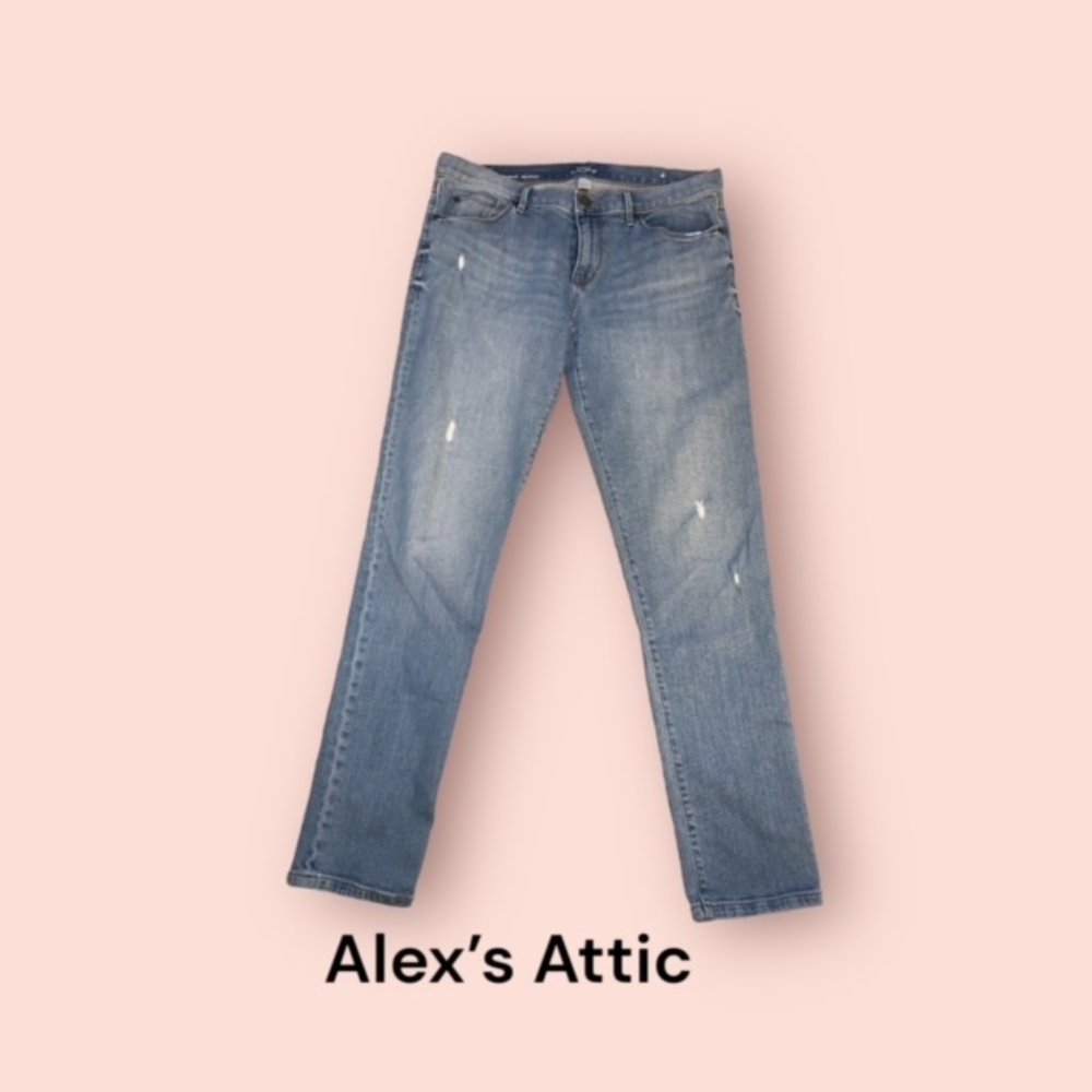 Ann Taylor Loft Jeans Womens Size 6 Relaxed Distress Skinny Mid Rise Zip Fly pre
